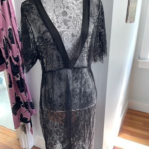 Sheer lace v-neck dress.